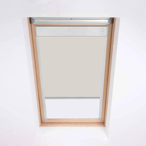 Persiane lucernari per finestre da tetto Velux - Tenda oscurante - Telaio in alluminio argento (308, crema)
