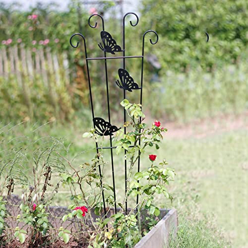 Gartenstecker Gartenpfähle Rankhilfe Rasenkanten Gartenzäune Beetzaun Metall Obelisk Pflanzenstützen wetterfestes Rankgitter für Gartendeko Schmetterling,Deko Für Garten,Kletterpflanzen,Rosen,Reben