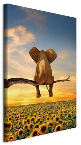 murando - Panneau Acoustique Mural, Tableau Décoration Éléphant 80x120 cm | Mousse Acoustique - 2,6 cm, Réduit les échos la chambre, Décoration Murale Moderne 2-en-1, Toile tendue sur châssis en Bois