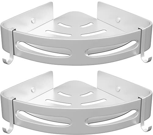 Marzono® Estanteria de Ducha, 2 Piezas, Sin Taladro, Accesorios de Baño, para Esquina Sin Agujeros Organizador de Pared (Gris)