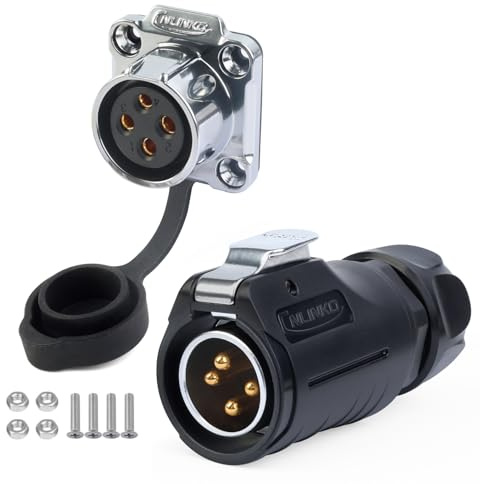 CNLINKO LP-20 Industrieller Wasserdichter Steckverbinder IP68 Rundsteckverbinder Schnellverschluss Luftfahrtstecker Anti-Interferenz-Shell Aviation-Anschluss M20 2-12 Polig Flanschdose (4 Polig)