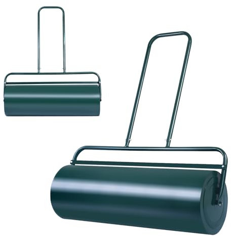 RELAX4LIFE Rullo da Giardino per Prato, Larghezza 90 cm, Ø Rullo: 30 cm, Rullo Giardino Compattatore da 63 Litri, Rullo Riempibile con Acqua e Sabbia per Giardino e Patio (63L-114 x 90 x 30CM, Verde)