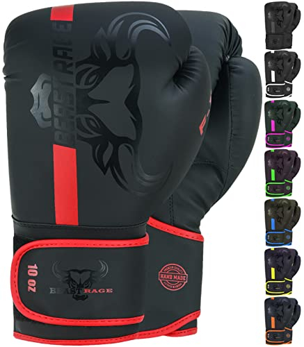 BEAST RAGE Boxhandschuhe Training Sparring Pro Impact Muay Thai MMA Kickboxen Herren Damen Erwachsene Schwerer Boxsack Focus Pads Handschuhe Speed Workout Belüftete Handfläche