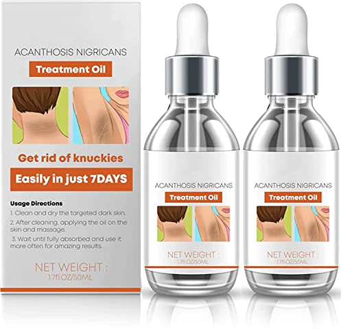 Anshka Acanthosis Nigricans Lot de 2 huiles de traitement, correcteur de taches sombres, thérapie de la peau, détachant les taches sombres, éclaircit le visage et le corps, peau noire