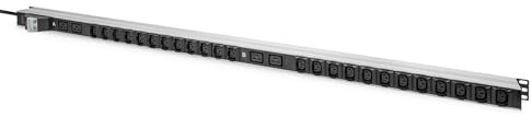 DIGITUS DN-95451 - PDU básica para TI - 24 Tomas C13 y 4 Tomas C19 - Enchufe de 32 A - 1 Fase - Montaje Vertical - línea de alimentación de 3 m - regleta de enchufes para armarios de Red y servidores