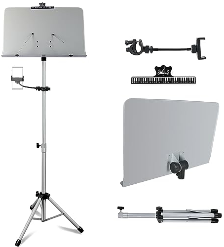 EASTROCK Notenständer und Tisch-Bücherständer verstellbarer 2-in-1-Tischnotenständer,Notenständer klappbar stabil,Geeignet für Anfänger, Erwachsene und professionelle Künstler(Grau)
