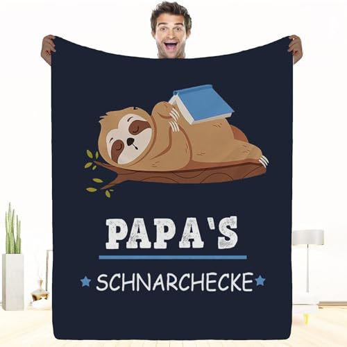 PJLJC Kuscheldecke Papa Geschenk - Vatertagsgeschenk für Papa, Eine weiche Faultier-Flanelldecke für Meinen Vater, für Papa personalisiert Decke Fleecedecke 150 * 200cm