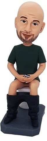 mydedor Benutzerdefinierte Wackelkopf-Figur, Mann/Frau sitzt auf der Toilette, lebensechte Figur, personalisierte Figur für Auto-Armaturenbrett, Sammlerpuppe für Freund, Vater, Mutter, Chef