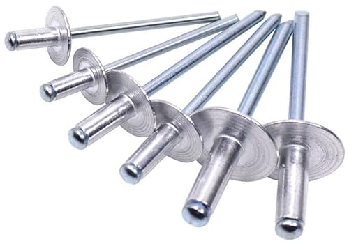 M3.2 M4 M4.8 M5M6.4 Aluminiumlegierung Großer Kopf Zugniet Großer Flachkopf Rundkopf Kernzugniet Zugnageldekoration (Color : 16mm, Size : M6.4 (10Pcs))