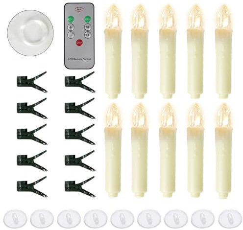 Anomidry Candele LED con Telecomando Candele a LED Senza Fiamma da 10 Pezzi con Gancio for Timer remoto Filo sospeso for Feste di Compleanno Riunioni domestiche Decorazioni Natalizie (Color : Warm Wh