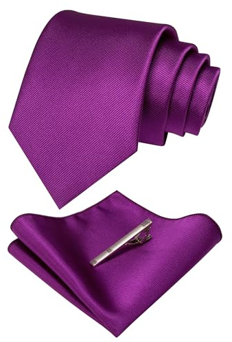 JEMYGINS Herren Hochzeit Krawatten und Einstecktuch krawattenklammer Set einfarbig