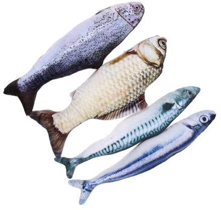 DOITOOL 4stücke Kreatives Katzenspielzeug Interaktive Fischspielzeuge Aus Hochwertigem Mit Katzenminze Für Aktives Spielen Und Teasern Für Kätzchen Und Katzen