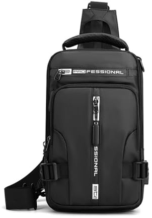 FANDARE Bolsa Cruzada Bolsa de Pecho Bolso de Hombro Hombre Bolso Hombro Bolsa de Pecho on Puerto de Carga USB Mochila de Viaje Bandoleras Bolso de Bandolera Escolar Sling Bag Negro