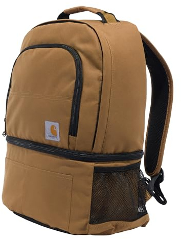 Carhartt Insulated 24 Can Two Compartment Cooler Backpack, Fully-Insulated Base, Durable Water-Resistant for Camping, Beach & Travel, Carhartt Brown