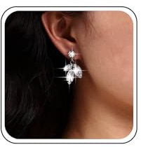 TseenYi Kristall-Cluster Braut Ohrringe Silber Cz Blatt Baumeln Ohrringe Strass Kronleuchter Ohrringe Cluster Blatt Tropfen Ohrringe Hochzeit Strass Tropfen Ohrringe Schmuck Für Frauen Und Mädchen