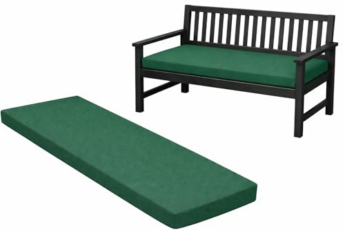 Pinkfairy Garden Bench Seater Outdoor Furniture Rattan Sofa Patio Cushion Sun Lounger Swing Chair Indoor Cushions Floor Seat Rectangle Large Foam Pad (Bottle Green, 3 Seater 143cm x 52cm x 6cm)