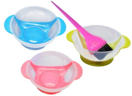 FRCOLOR Hair Dye Bowl and Brush Set Elevated Salon Mixing Bowls with Suction Base Silicone Hair Coloring Tools Kit for Professional Hairdressing and Home Use Includes with Brush