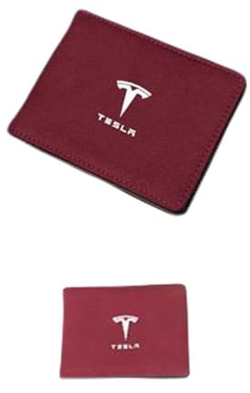 ZUMAHA Geldbörsen Ausweis Kartenhüllen Geldklammern Scheckbuchhüllen Portmonee für Tesla Model 3 Model Y Model S Model X Damen Herren Gift Zubehör,Redstyle