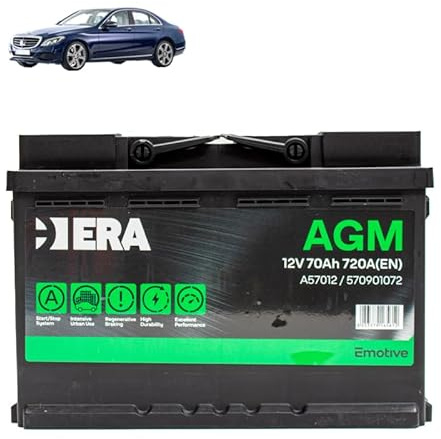 Batteria 70Ah A.G.M. per Mercedes Classe C W205 180 200 220 250 300 gasolio 2013-2023