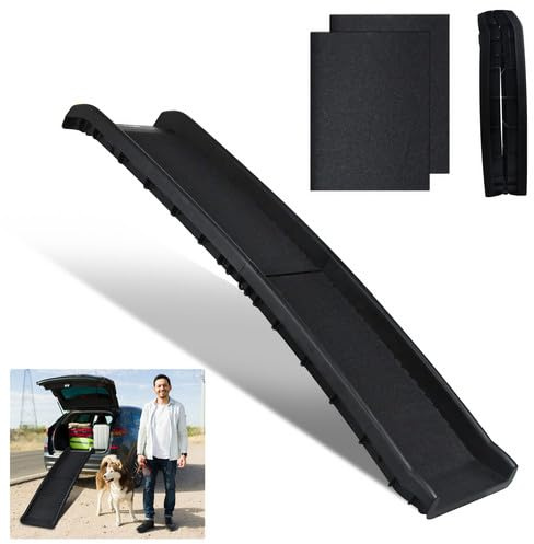 ORHEYA Rampa per cani pieghevole antiscivolo fino a 90 kg, scala per cani grandi e piccoli, rampa per bagagliaio auto, 156 x 40 cm, colore nero