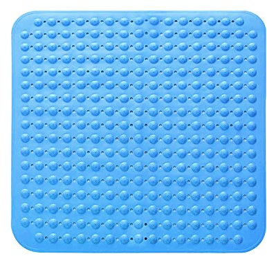 48 x 48 cm Shower Mat Non-Slip, Shower Mat, Non Slip Square Bath Mat, Non-Slip mat With Suction Cups, Suction Cups Machine Washable Square Aquamarine, for Sauna, Shower Room, Drain Holes