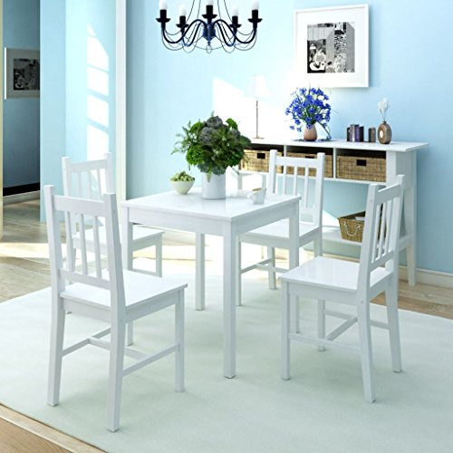 LAPOOH Fünfteiliges Esstisch-Set, Essgruppe, Esszimmermöbel, Esstisch Mit Stühlen, Dining Table Set, Esszimmer Set,Tischgruppe, Esszimmergruppe, Pinienholz Weiß
