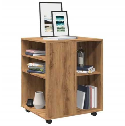 Xichuzi Rollschrank Artisan-Eiche 60x53x72 cm Holzwerkstoff, Rollcontainer, Sideboard, Aktenschrank, Büro Schrank, File Cabinet, Druckertisch - 856659