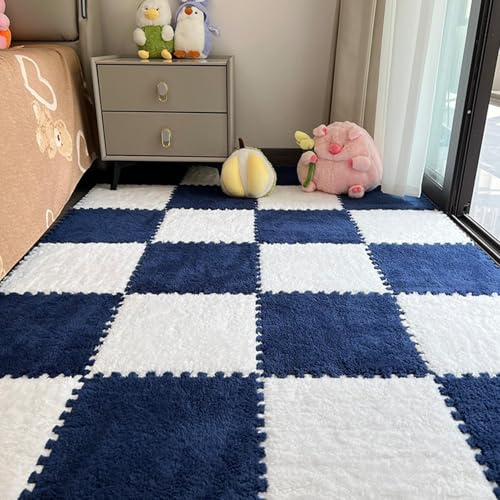 Niesel Klettermatte, weich, Teppichfliesen aus Plüsch, zusammensteckbar | Teppich aus Plüsch aus Schaumstoff | vielseitiger Puzzleteppich für Spielzimmer, Kinderzimmer, Schlafzimmer, Schlafzimmer