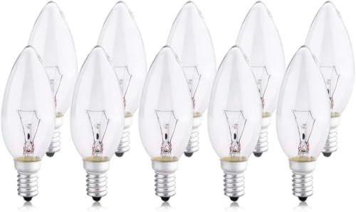 B4U Pack of 10 Small Screw Candle Bulbs, Clear Edison Screw in Bulb SES /E14, 240V