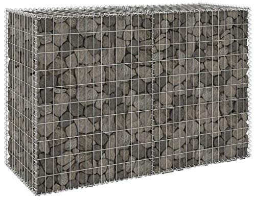 Xichuzi Gabionenwand mit Abdeckung, Gabionen Zaun, Mülltonnenverkleidung, Gabionenkörbe, Steine Für Gabionen, Steingabionen, Verzinkter Stahl 150x60x100 cm