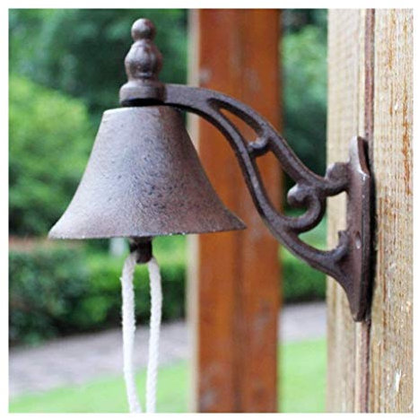 Gusseisen-Dinner-Bell-Design, klassischer Stil, antike Gusseisen-Türklingel, braune schmiedeeiserne Handglocke, Tür, Villa, Retro-Türklingel, Garten, Gusseisen-Türklingel, Gartenhaus-Anhänger, Gusseis
