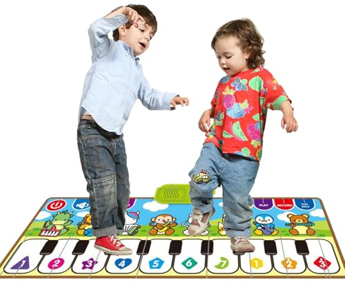 Klaviermatte für Kinder, Klavier und Tanz Kleinkind Musikmatte, Jungen Mädchen Entwicklung Elektronischer Teppich mit Instrumenten Effekten Interaktiv für Kindergarten, Reisen