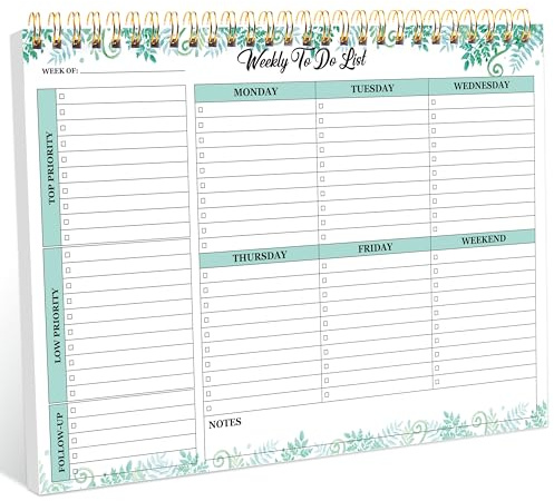 Weekly Planner Pad & To Do List Notebook - Weekly Organization at a Glance, Durable Tear-Resistant Paper, Portable Design - Perfect for Office, School, Home Use by Students, Professionals & Busy Moms