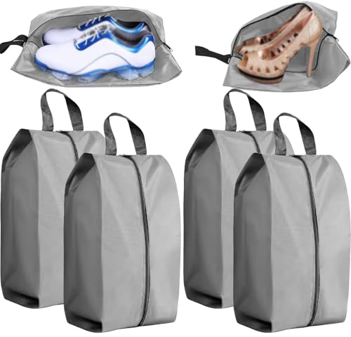 YUNYU Paquete de 4 bolsas impermeables para viajes y almacenamiento, organizador de zapatos de tela Oxford resistente, 39x19x15 cm, gris
