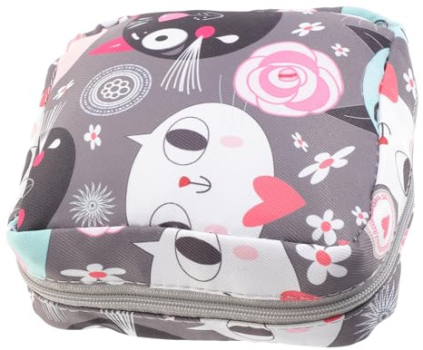 WRITWAA Bolsa De Menstruación Portátil Estampado De Gato, Tamaño Pequeño, Material Duradero Cremallera, Bolsa Decorativa Para Compresas Higiénicas, Uso Para Exterior y Almacenamiento Femenino