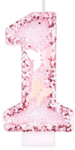 Alaoo Numéro 1Bougies d'anniversaire, Bougies d'anniversaire Numéro,3D Rose Bougie Chiffre 1,Bougies Gâteau Topper Decoration,Papillon Decoration Gateau Anniversaire,pour Les Enfants, Adultes