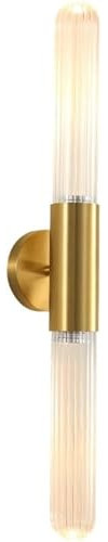 Applique da Parete con Illuminazione su e Giù, in Oro, a LED, in Rame, con Paralume in Vetro Tubolare, a 2 luci, per Soggiorno, Camera da Letto, corridoio, corridoio, Lampada da Parete, bian