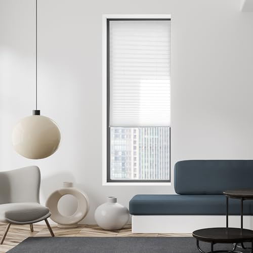 BLINDECOR|Estor Plisado Ajustable sin Taladrar Velcrado |Plisada Ajustable VLCR|Traslúcido 19 Blanco 60X140|Plisada Traslúcida para Ventanas