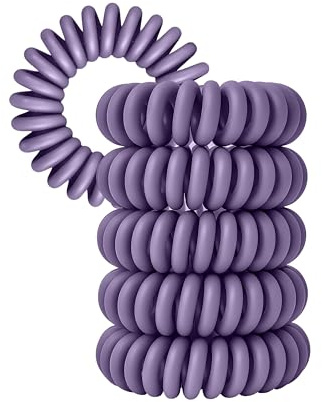 Specora-Classic Spiral Haargummi Lavendel – 4 cm – 5er Pack – TPU – Telefonkabel Zopfgummi – Ohne Ziepen & Verheddern – Keine Knicke – Haarschonend
