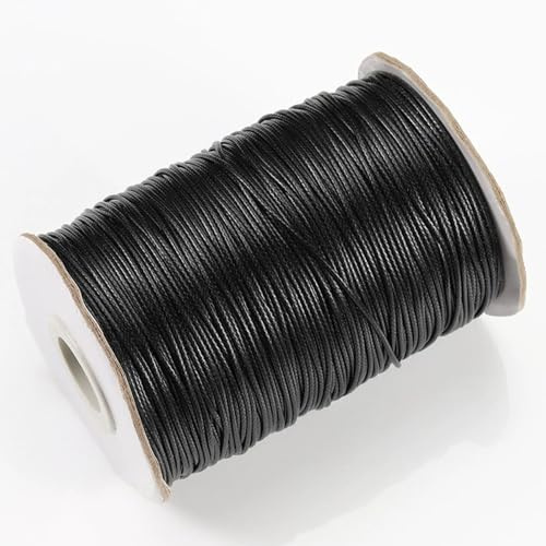 Black Necklace Cord, Black String for Jewellery, 10m Leather Necklace Cord - 2mm Waxed Cotton Craft Supplies with Strong Braided Design for DIY Jewellery, Beading & Craft Projects