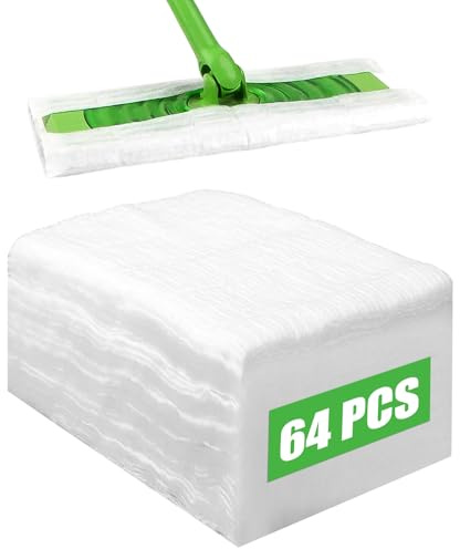Lot de 64 recharges de plumeau jetables compatibles avec la balayeuse Swiffer, Chiffons de Balayage secs,Balai Attrape-Poussière Recharges Lingettes Sèches pour Un Nettoyage Rapide et Facile