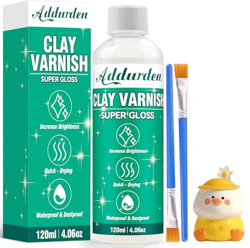 prowithlin - Barniz Brillante para Arcilla Secado al Aire - Barniz para Arcilla, Cerámica, Pintura al Óleo, Madera - Resistente al Agua, Grietas y Rasguños - 120ml con 2 Pinceles (120ML)