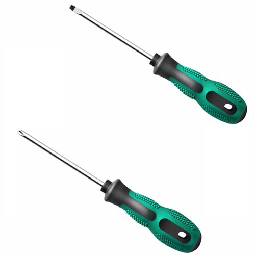 Lot de 2 tournevis magnétiques S2 en alliage d'acier - 1 tournevis cruciforme et 1 tournevis plat pour fixer et desserrer - Taille F
