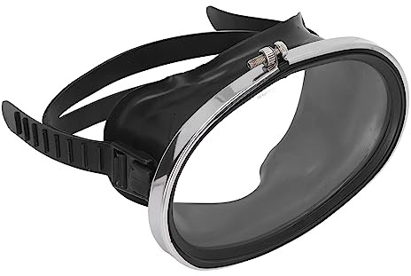 ZASCHMOY Gafas de Buceo – Vidrio Templado HD con Ajuste Ajustable – Gafas de Buceo Antivaho de una Sola Lente para Hombres y Mujeres – Color Negro, Diseño Liviano (L)
