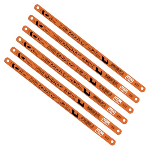 Flintronic 6PCS Presch Hoja de Sierra de Metal, 300mm Cuchillas de Repuesto para Sierra, 24 TPI Hojas de Sierra Bimetal, para Madera, Metal y Plásticos