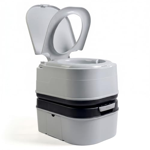 briebe Camp Toilette Portable 24L WC Chimique pour Camping-Car, Bateau | Réservoir d'Eau 19L, Pompe à Piston, Facile à Nettoyer et à Vider
