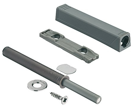Gedotec Tryck-näpp dörrdämpare TIP-ON 956A1004 lång version | 1 set med magnet och lock | Färg grå | Blum dörrsnapper med avstängningsväg 38 mm push-to-to-Open för köksskåp och lådor