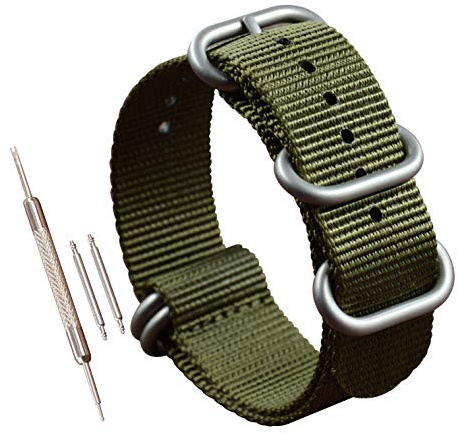 MZBUTIQ 26mm Vert Bracelets de Montres pour Homme Bracelet Nylon Strap 5 Boucles
