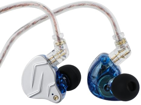 Linsoul KZ ZSN Pro - Auricolari in ear Hi-Fi con driver ibrido 1BA+1DD, in metallo, con pannello in lega di zinco, cavo a 2 pin rimovibile e incassato (con microfono, blu)