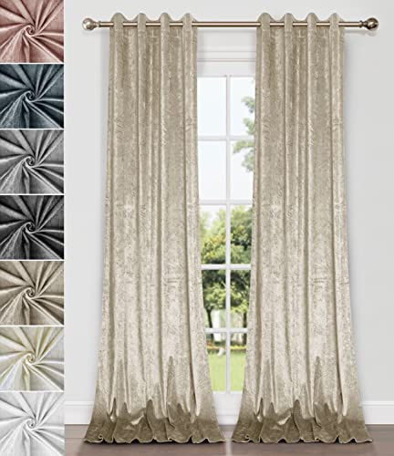 Home Direct Coppia di tende in velluto riccio, con occhielli, tenda, non foderate, 2 pannelli, 140 x 245cm Beige